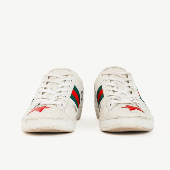 Gucci Ace Stars White Leather Low-Top Sneakers - Picture 2 of 13